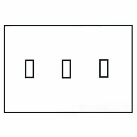 EATON WIRING DEVICES SCREWLESS WALLPLATE, SCREWLESS, ALMOND, TOGGLE CUTOUT, POLYCARBONATE, THREE- GANG, MID-SIZE PJS3A